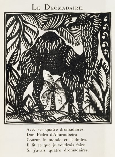 Dromader, ilustracja z książki "Bestiarium albo procesja Orfeusza autorstwa Raoul Dufy