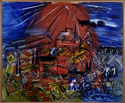 Czerwony i niebieski Depiquage, XX wiek (olej na płótnie) autorstwa Raoul Dufy