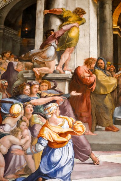 Wypędzenie Heliodora ze Świątyni, szczegół. 1511-1512 (fresk) autorstwa Raphael
