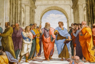 Szkoła Ateńska, Szczegół. Platon i Arystoteles. 1509 (fresk) autorstwa Raphael