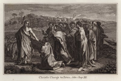 Karykatura Rafaela: Nakaz Chrystusa Piotrowi, Janowi, rozdział XXI (rycina) autorstwa after Raphael