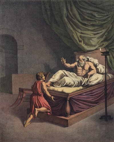 Samuel idzie do Eli po usłyszeniu głosu wołającego jego imię (kolor lito) autorstwa after Raphael