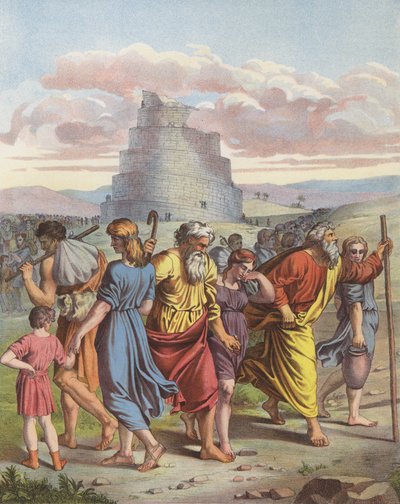 Wieża Babel (kolor lito) autorstwa after Raphael