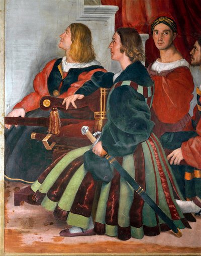 Papiescy nosiciele, fragment Mszy w Bolsena, pokój Heliodora autorstwa Raphael