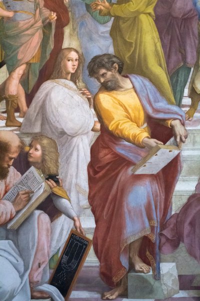Szkoła ateńska, fragment Parmenidesa, Scala della Segnatura autorstwa Raphael (1483-1520)
