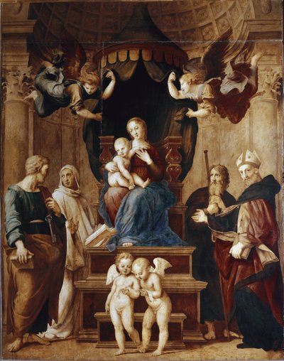 Dziewica z czterema aniołami i czterema (obraz autorstwa Raphael