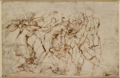 Scena bitewna z unieruchamianiem jeńców, około XVI w. autorstwa Raphael