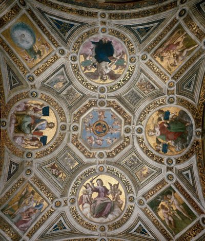 Sufit w Stanza della Segnatura, ok. 1510-1511. autorstwa Raphael