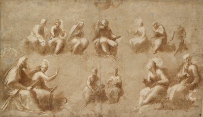 Studium „Chrystus i święci w chwale do sporu”, początek XVI wieku autorstwa Raphael