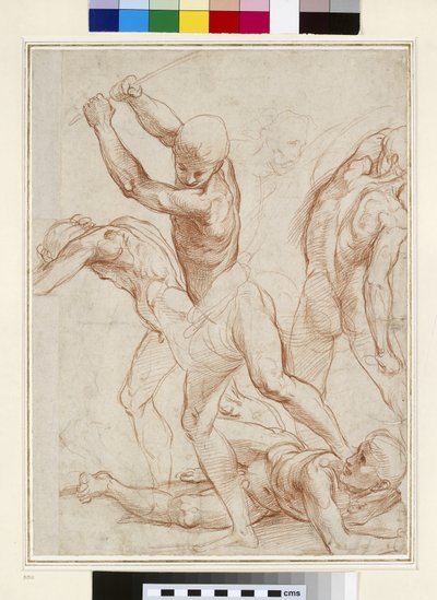 Walka nagich mężczyzn (czerwona kreda na papierze) autorstwa Raffaello Sanzio Raphael