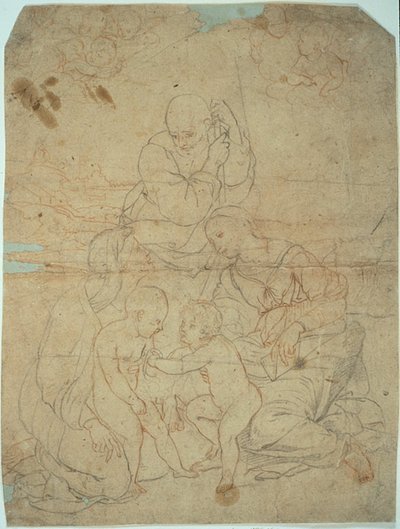 Święta Rodzina ze św. Elżbietą i Dzieciątkiem Janem Chrzcicielem autorstwa Raphael