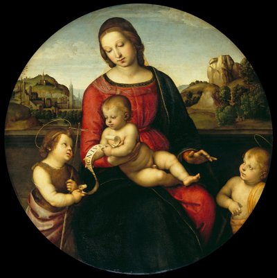 Maryja z Dzieciątkiem, Janem Chrzcicielem i Świętym Chłopcem Madonna Terranuova, ok. godz. 1505 autorstwa Raffaello Sanzio Raphael