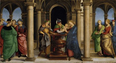 Prezentacja w Temple Predella Panel Ołtarza Oddiego, 1503. autorstwa Raphael