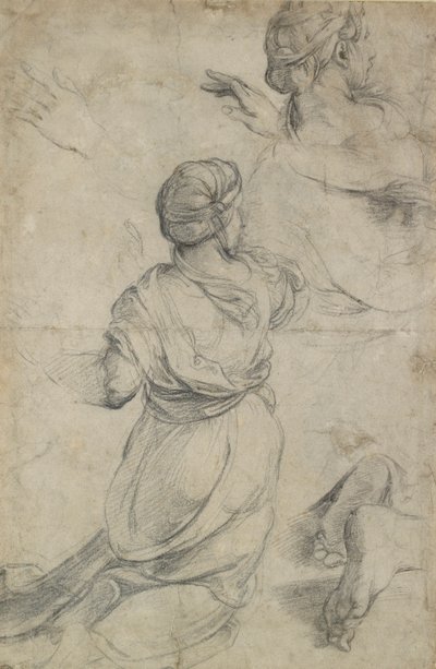 Studia dla dwóch klęczących kobiet, ok. 1500-1520 autorstwa Raphael