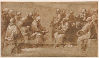 Studium do dyskusji o Najświętszym Sakramencie, 1508-1510. autorstwa Raphael
