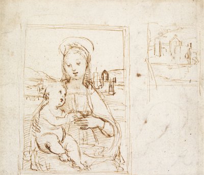 Studium dla obrazu Matki Boskiej z Dzieciątkiem, c1500-1504 autorstwa Raphael