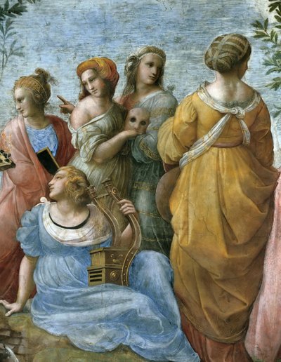Parnas. Szczegół. Fresk w Stanza della Segnatura, ok. 1510-1511. autorstwa Raphael