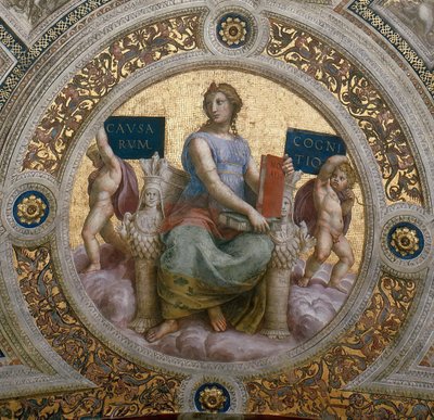 Filozofia. Fresk na suficie w Stanza della Segnatura, ok. 1510-1511. autorstwa Raphael