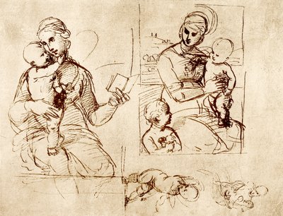 Dwa studia Madonny autorstwa Raffaello Sanzio Raphael