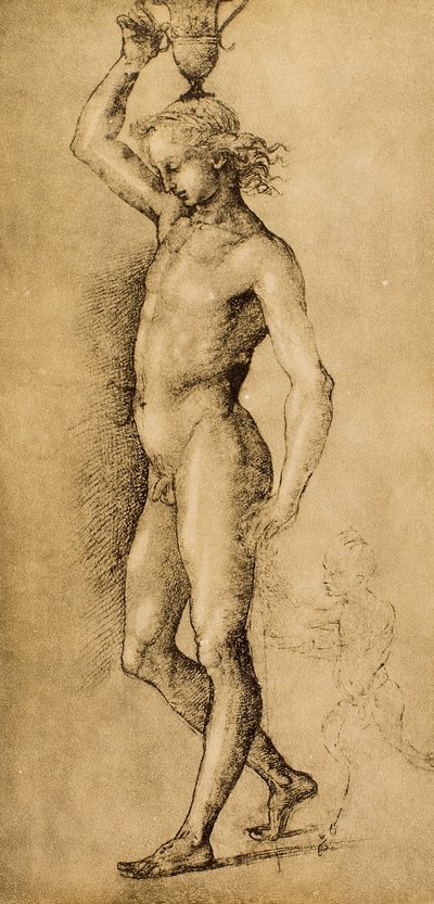 Bachus znany jako Idolino, rysunek Rafaela. Gabinet Rysunków i Grafiki, Galeria Uffizi, Florencja autorstwa Raffaello Sanzio Raphael