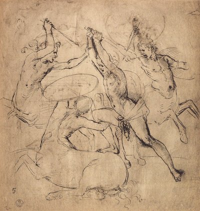 Hercules zabija centaura; rysunek Rafaela. Gabinet Rysunków i Grafiki, Galeria Uffizi, Florencja autorstwa Raffaello Sanzio Raphael