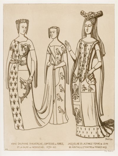 Anne Dauphine, hrabina Forez i pani Nedouchel, 1370-80. Jacqueline de Lagrange, żona Jeana de Montagu, mistrza Francji, 1409. autorstwa Raphael Jacquemin