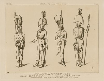 Rosyjscy grenadierzy i oficerowie, 1801 autorstwa Raphael Jacquemin