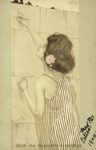 Dziewczyna pisząca na ścianie autorstwa Raphael Kirchner
