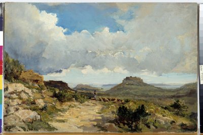 Berger a Miramas le Vieux, Etang de Berre w Bouches of the Rhone Obraz Raphaela Luca Ponsona (1835-1904) Obowiązkowa wzmianka: Collection fundacja względy Prowansji, Marsylia autorstwa Raphael Luc Ponson