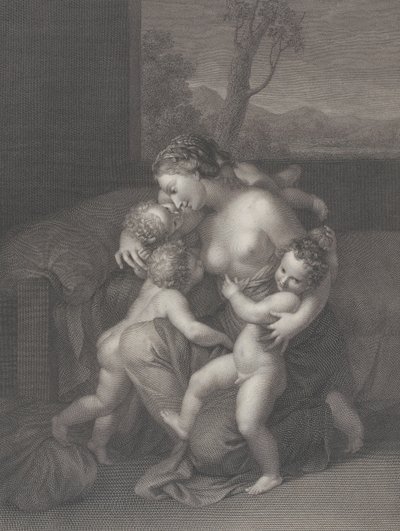 Organizacja charytatywna z trójką małych dzieci, 1795. autorstwa Raphael Morghen