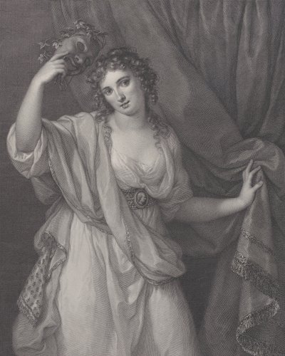 Lady Hamilton jako muza komiczna, Thalia, 1791. autorstwa Raphael Morghen
