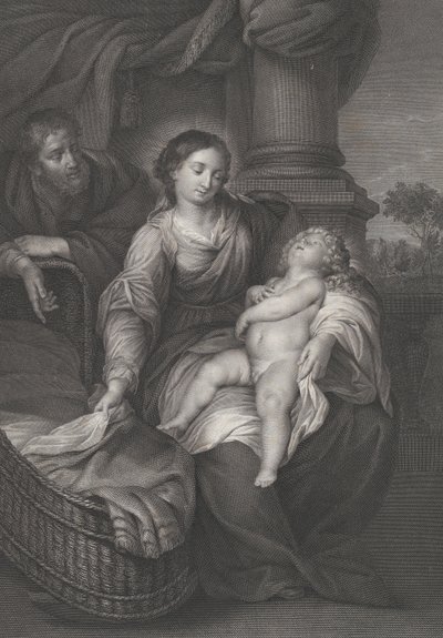 Święta Rodzina z Dzieciątkiem Chrystusowym śpiącym na kolanach Dziewicy, ok. godz. 1778-86 autorstwa Raphael Morghen