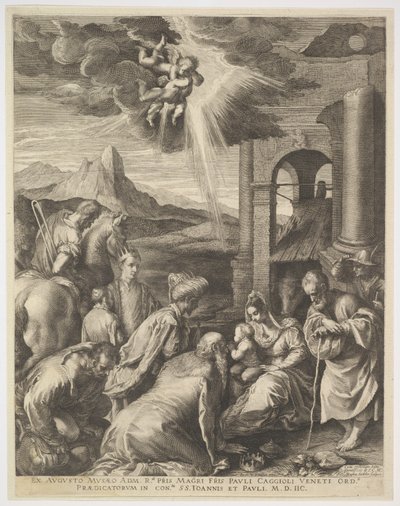 Adoracja Trzech Króli, 1598. autorstwa Raphael Sadeler