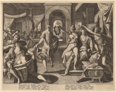 Sardanapalus wśród konkubin autorstwa Raphael Sadeler I after Joos van Winghe
