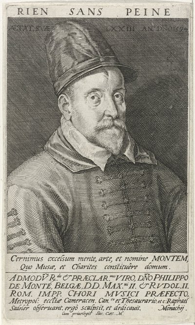 Portret kompozytora Philippe de Monte 1521-1603, 1594 autorstwa Raphael Sadeler the Elder