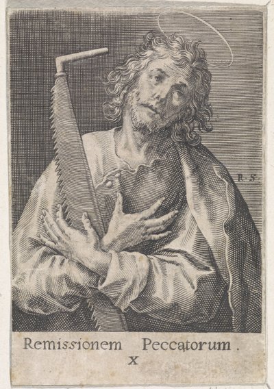 Apostoł Szymon Zelota Chrystus, Maryja i Dwunastu Apostołów (tytuł serii) autorstwa Raphaël Sadeler (I)