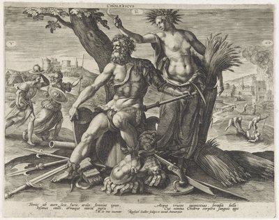 Temperament cholerisch (tytuł na obiekcie) Vier temperamenten (tytuł serii) autorstwa Raphaël Sadeler (I)