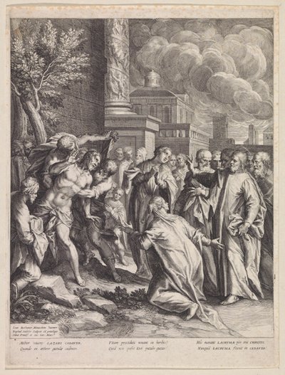 Wskrzeszenie Łazarza autorstwa Raphaël Sadeler (I)