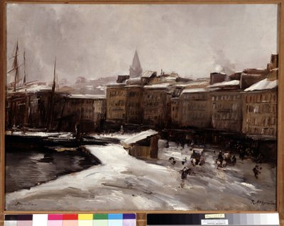 Quai du port, Marsylia, pod śniegiem Obraz Raymonda Allegre (1857-1933) Wymiary 56x74 cm. Obowiązkowa wzmianka: Regards de Provence Marseille Foundation collection autorstwa Raymond Allegre