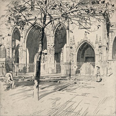 Fasada kościoła St Germain-lAuxerrois, 1915 autorstwa Raymond Ray Jones