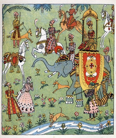 Ilustracja do baśni "Aladyn albo cudowna lampa" w "Arabskich nocach". autorstwa Raymond de la Neziere