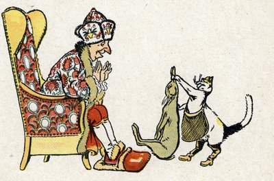 Ilustracja "Le Chat Botte" do Baśni Charlesa Perraulta (ilustracja) około 1920 r. autorstwa Raymond de la Neziere