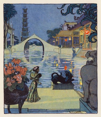 Les Mille et Une Nuits / Tysiąc i jedna noc (kolorowa litografia) autorstwa Raymond de la Neziere