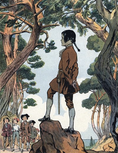 Napoleon Bonaparte (1769-1821) dziecko w Ajaccio, Korsyka (Młody Napoleon Bonaparte w Ajaccio, Korsyka) Ilustracja Raymonda de Neziere w "Our-glories-nationales" 1920 Kolekcja prywatna DR autorstwa Raymond de la Neziere