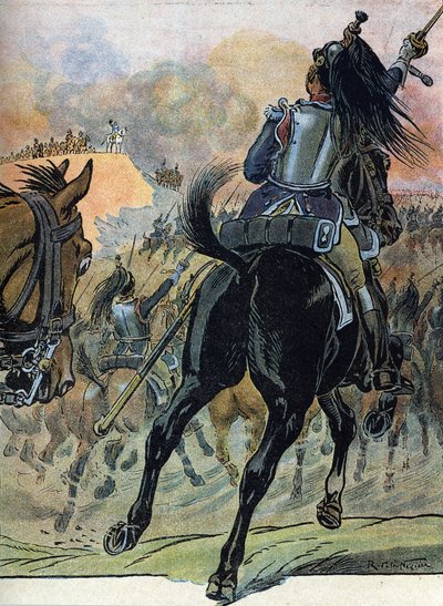 Wojna Piątej Koalicji: "Bitwa pod Wagram (5-6 lipca 1809)" (Napoleonic war: Bitwa pod Wagram (5-6 lipca 1809)) Ilustracja Raymonda de Neziere w "Our-Glories-Nationals" 1920 DR Private Collection autorstwa Raymond de la Neziere