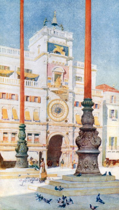 Wieża zegarowa (kolorowa litografia) autorstwa Reginald Barratt