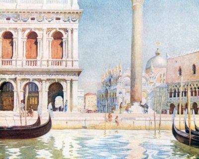 Biblioteka, Piazzetta (kolorowa litografia) autorstwa Reginald Barratt