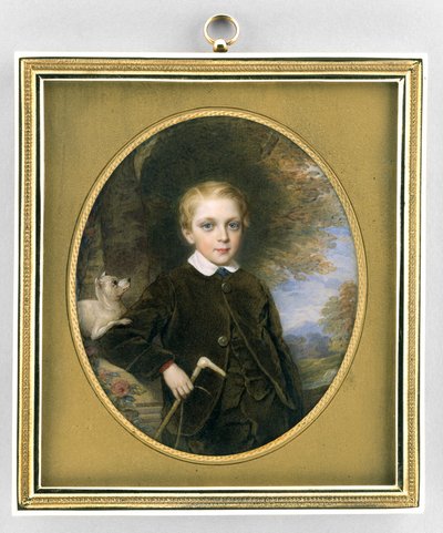 Portret chłopca, ok. 1865-80 (akwarela na kości słoniowej, złoceniach i szkle) autorstwa Reginald Easton