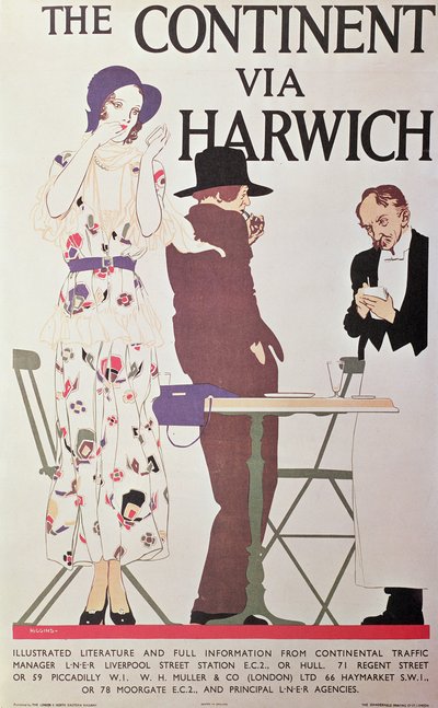 Kontynent Via Harwich (plakat) autorstwa Reginald Edward Higgins