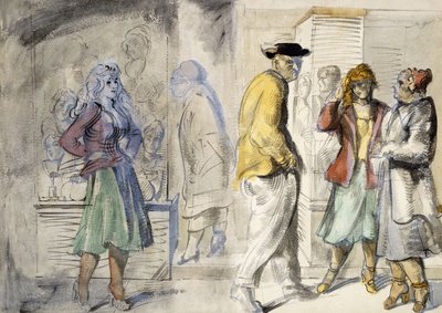 Sceny uliczne Nowego Jorku: Dwustronna akwarela autorstwa Reginald Marsh